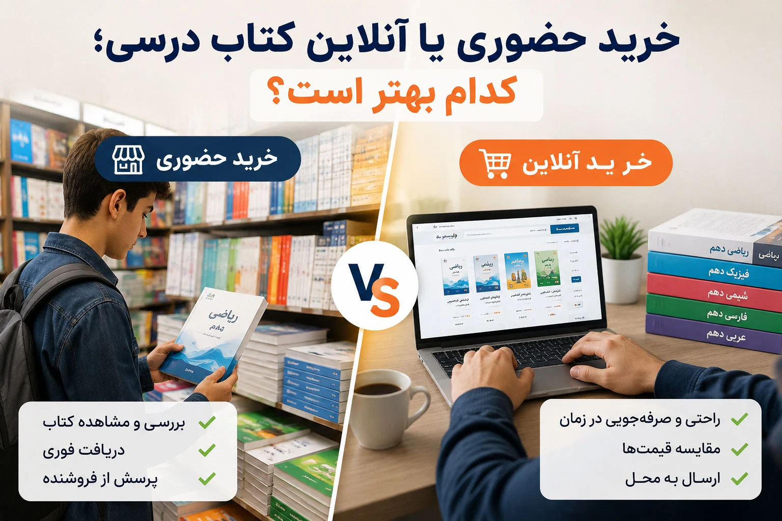 کتاب | کتاب درسی خرید حضوری یا آنلاین کتاب درسی؛ کدام بهتر است؟